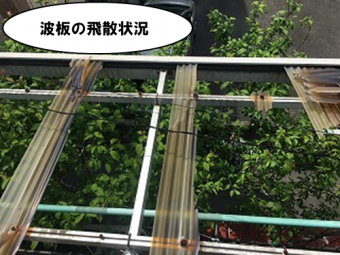 波板の飛散状況