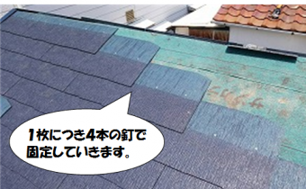 守口市 スレート瓦を葺いていきます