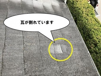 瓦が割れています。
