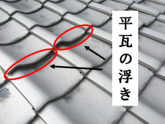 平瓦の浮き