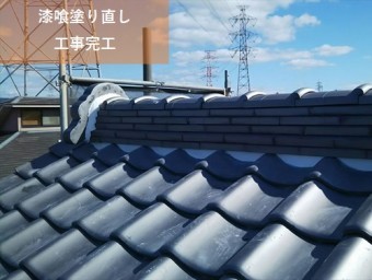 枚方市 棟面戸・鬼瓦廻り漆喰塗り直し工事完了