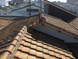和型屋根の葺替工事前