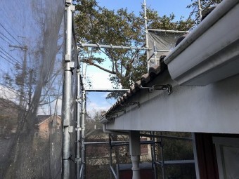 両側をカットして軒樋を外します。