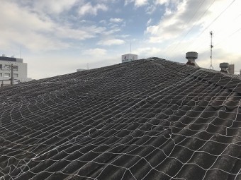 屋根面には安全ネットが張られています。