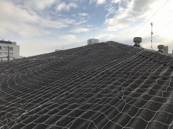 屋根面には安全ネットが張られています。