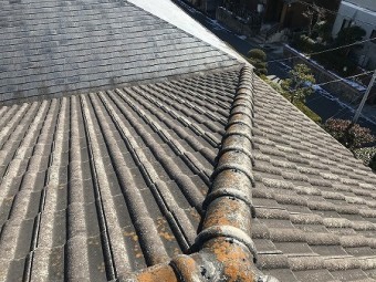 モニエル瓦の塗膜は完全に褪せています。