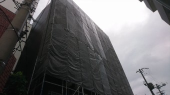 門真市 マンション足場完成