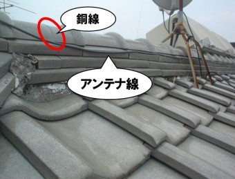 アンテナ線と銅線