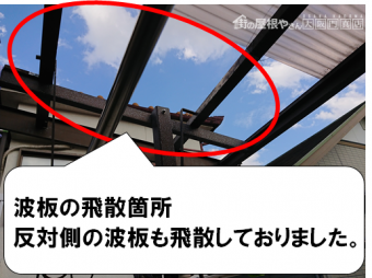 交野市 波板の飛散