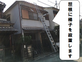 枚方市 屋根に梯子設置