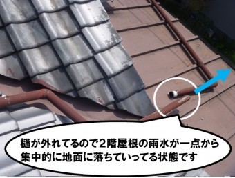 樋が外れている