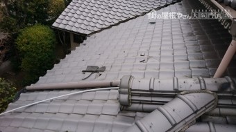 門真市 一部葺き替え済み、台風により瓦割れ被害