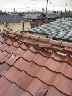 熨斗瓦が崩れてしまっています。
