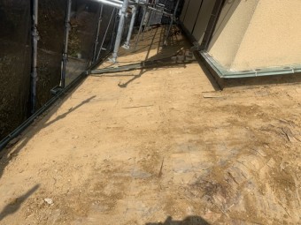 下屋根の瓦、土を取り除きました。