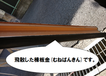 寝屋川市 棟板金の飛散