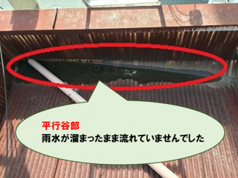 平行谷部に水たまり