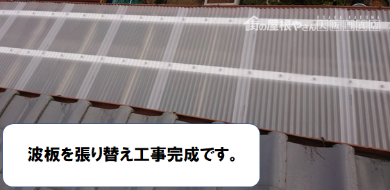 寝屋川市 ポリカ波板の張り替え工事完成