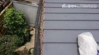 落ち葉除けネットを外して隙間に落ちた枯葉を掃除します。