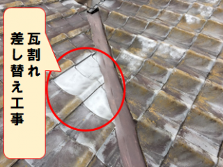 枚方市 うろこがわら差し替え工事