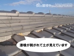 漆喰が剥がれて土が見えている