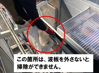 波板部分の掃除