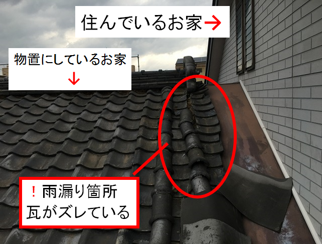 雨漏り部の屋根