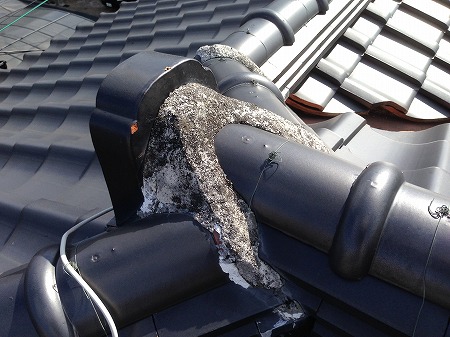 鬼瓦回り漆喰劣化