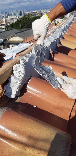 南蛮漆喰の塗り込み