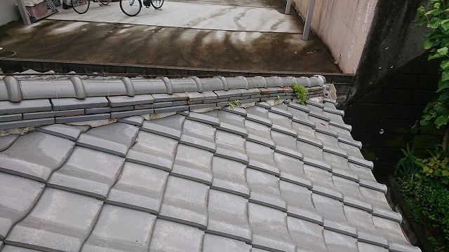門真市　日本瓦の隅棟からの雨漏り補修をしました。