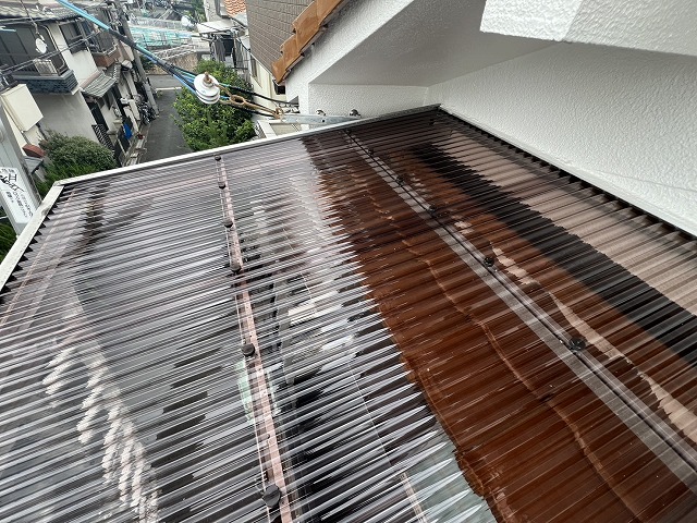 大東市でベランダ波板の新規張り替え！消えた屋根がポリカ製で復活、お住まいの大改修が美しく完工しました