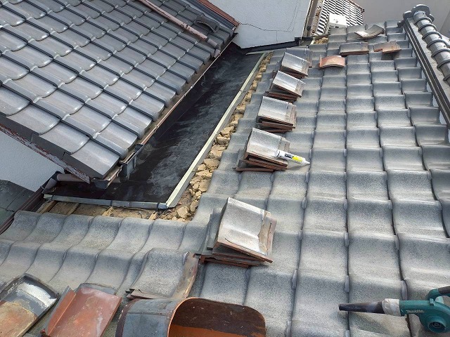 谷部の防水施工