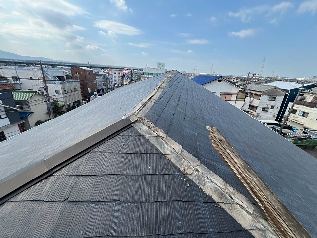 棟板金撤去後の棟下地