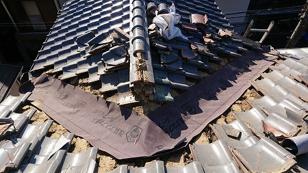 谷部ルーフィング貼り