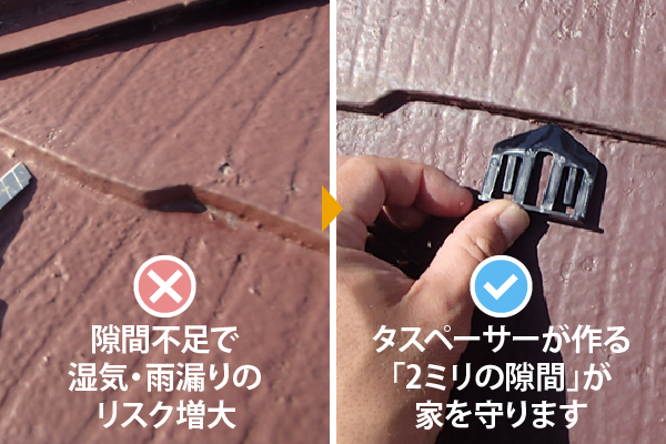 タスペーサーが作る「2ミリの隙間」が家を守ります
